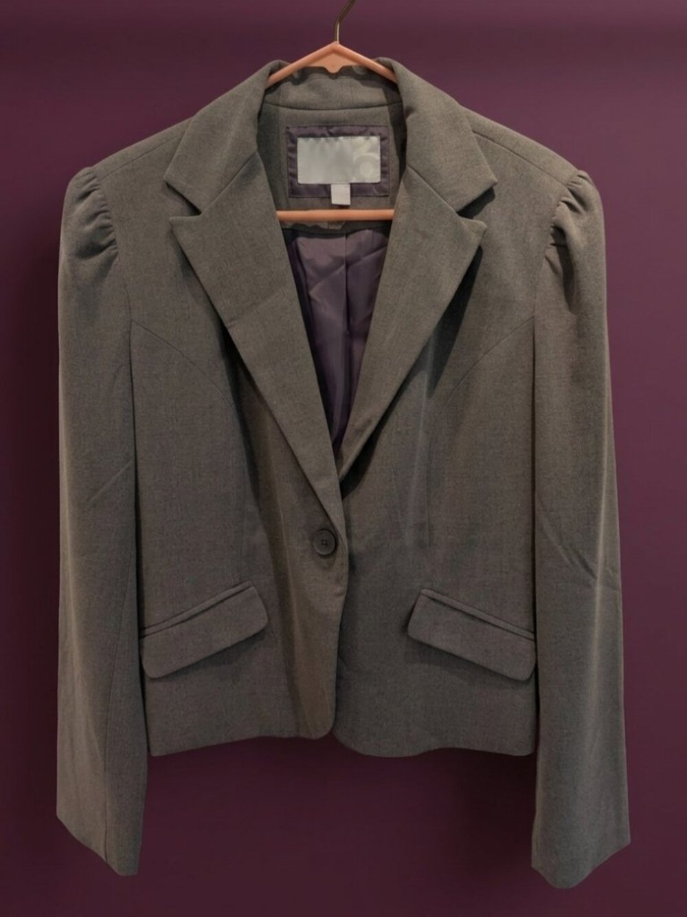 Old Navy Gray Cropped Puff Sleeve Blazer